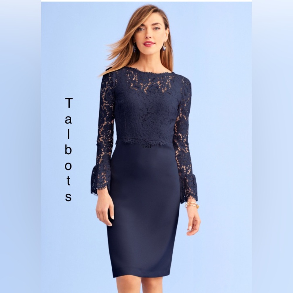 Talbots Navy Lace Sheath Dress